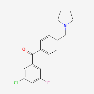molecular formula C18H17ClFNO B1325541 3-Chloro-5-fluoro-4'-pyrrolidinomethyl benzophenone CAS No. 898776-75-5