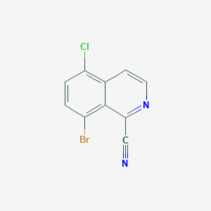 molecular formula C10H4BrClN2 B13255422 8-Bromo-5-chloroisoquinoline-1-carbonitrile 