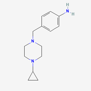 molecular formula C14H21N3 B13255468 4-[(4-Cyclopropylpiperazin-1-yl)methyl]aniline 