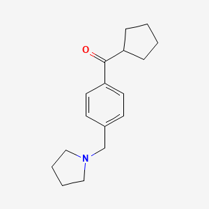molecular formula C17H23NO B1325547 Cyclopentyl 4-(pyrrolidinomethyl)phenyl ketone CAS No. 898777-01-0