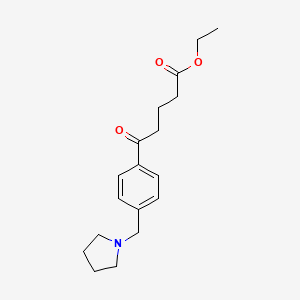 molecular formula C18H25NO3 B1325549 Ethyl 5-oxo-5-[(4-pyrrolidinomthyl)phenyl]valerate CAS No. 898777-10-1