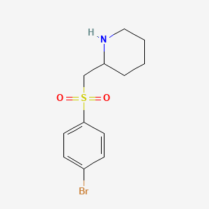 molecular formula C12H16BrNO2S B13255496 2-[(4-Bromobenzenesulfonyl)methyl]piperidine 