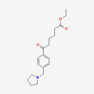 molecular formula C19H27NO3 B1325550 Ethyl 6-oxo-6-[(4-pyrrolidinomthyl)phenyl]hexanoate CAS No. 898777-13-4