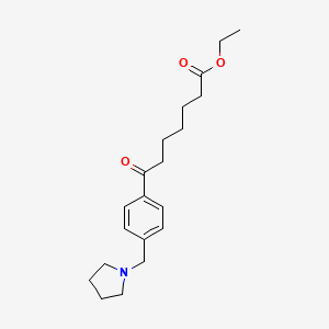 molecular formula C20H29NO3 B1325551 Ethyl 7-oxo-7-[(4-pyrrolidinomthyl)phenyl]heptanoate CAS No. 898777-16-7