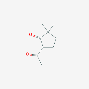 molecular formula C9H14O2 B13255514 5-Acetyl-2,2-dimethylcyclopentan-1-one 