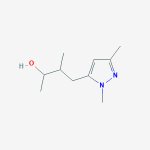 molecular formula C10H18N2O B13255550 4-(1,3-dimethyl-1H-pyrazol-5-yl)-3-methylbutan-2-ol 