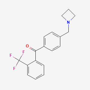 molecular formula C18H16F3NO B1325559 4'-Azetidinomethyl-2-trifluoromethylbenzophenone CAS No. 898756-82-6