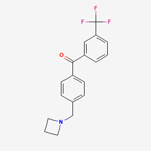 molecular formula C18H16F3NO B1325560 4'-Azetidinomethyl-3-trifluoromethylbenzophenone CAS No. 898756-84-8