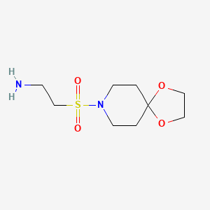 molecular formula C9H18N2O4S B13255636 2-{1,4-Dioxa-8-azaspiro[4.5]decane-8-sulfonyl}ethan-1-amine 