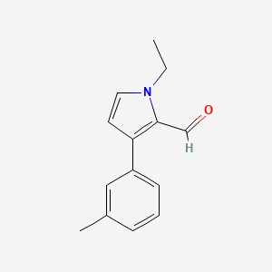 molecular formula C14H15NO B13255660 1-Ethyl-3-(3-methylphenyl)-1H-pyrrole-2-carbaldehyde 