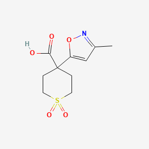 molecular formula C10H13NO5S B13255695 4-(3-Methyl-1,2-oxazol-5-yl)-1,1-dioxothiane-4-carboxylic acid 