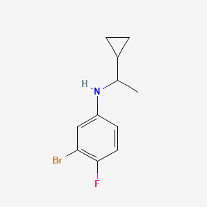 molecular formula C11H13BrFN B13255733 3-bromo-N-(1-cyclopropylethyl)-4-fluoroaniline 