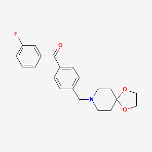 molecular formula C21H22FNO3 B1325574 4'-[8-(1,4-Dioxa-8-azaspiro[4.5]decyl)methyl]-3-fluorobenzophenone CAS No. 898757-84-1