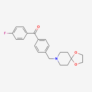 molecular formula C21H22FNO3 B1325575 4'-[8-(1,4-Dioxa-8-azaspiro[4.5]decyl)methyl]-4-fluorobenzophenone CAS No. 898757-86-3