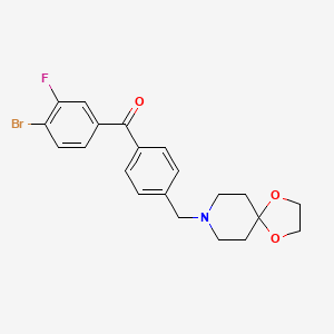 molecular formula C21H21BrFNO3 B1325576 4-Bromo-4'-[8-(1,4-dioxa-8-azaspiro[4.5]decyl)methyl]-3-fluorobenzophenone CAS No. 898758-00-4