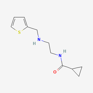 molecular formula C11H16N2OS B13255770 N-{2-[(thiophen-2-ylmethyl)amino]ethyl}cyclopropanecarboxamide 
