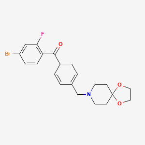 molecular formula C21H21BrFNO3 B1325580 4-溴-4'-[8-(1,4-二氧杂-8-氮杂螺[4.5]癸基)甲基]-2-氟苯基酮 CAS No. 898758-16-2