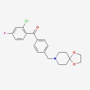 molecular formula C21H21ClFNO3 B1325581 2-Chloro-4'-[8-(1,4-dioxa-8-azaspiro[4.5]decyl)methyl]-4-fluorobenzophenone CAS No. 898758-19-5