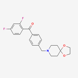 molecular formula C21H21F2NO3 B1325584 2,4-Difluoro-4'-[8-(1,4-dioxa-8-azaspiro[4.5]decyl)methyl]benzophenone CAS No. 898758-43-5