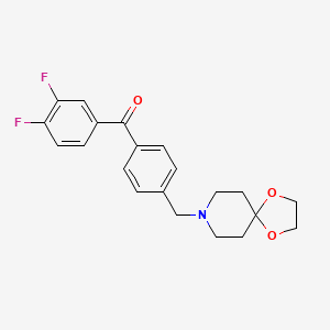 molecular formula C21H21F2NO3 B1325585 3,4-Difluoro-4'-[8-(1,4-dioxa-8-azaspiro[4.5]decyl)methyl]benzophenone CAS No. 898758-46-8