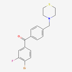 molecular formula C18H17BrFNOS B1325591 4-Bromo-3-fluoro-4'-thiomorpholinomethylbenzophenone CAS No. 898782-83-7
