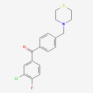 molecular formula C18H17ClFNOS B1325593 3-chloro-4-fluoro-4'-thiomorpholinomethyl benzophenone CAS No. 898782-87-1