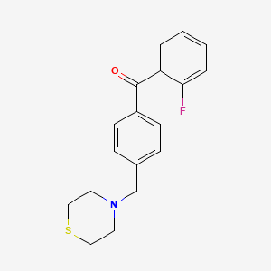 molecular formula C18H18FNOS B1325594 2-fluoro-4'-thiomorpholinomethyl benzophenone CAS No. 898782-93-9