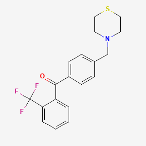 molecular formula C19H18F3NOS B1325595 4'-Thiomorpholinomethyl-2-trifluoromethylbenzophenone CAS No. 898782-96-2