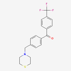 molecular formula C19H18F3NOS B1325596 4-Thiomorpholinomethyl-4'-trifluoromethylbenzophenone CAS No. 898783-00-1