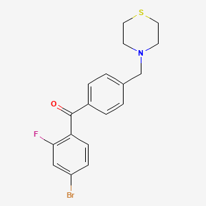 molecular formula C18H17BrFNOS B1325597 4-Bromo-2-fluoro-4'-thiomorpholinomethyl benzophenone CAS No. 898783-02-3