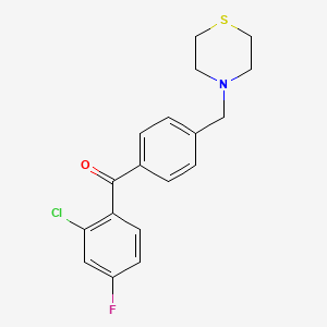 molecular formula C18H17ClFNOS B1325598 2-Chloro-4-fluoro-4'-thiomorpholinomethyl benzophenone CAS No. 898783-04-5