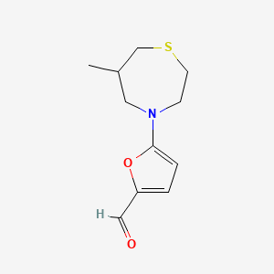 molecular formula C11H15NO2S B13255997 5-(6-Methyl-1,4-thiazepan-4-yl)furan-2-carbaldehyde 