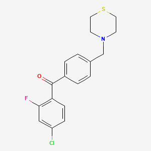 molecular formula C18H17ClFNOS B1325600 4-Chloro-2-fluoro-4'-thiomorpholinomethyl benzophenone CAS No. 898783-08-9