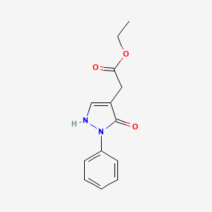 molecular formula C13H14N2O3 B13256040 Ethyl 2-(3-oxo-2-phenyl-2,3-dihydro-1H-pyrazol-4-yl)acetate 