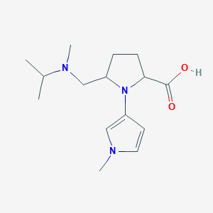 molecular formula C15H25N3O2 B13256041 5-{[methyl(propan-2-yl)amino]methyl}-1-(1-methyl-1H-pyrrol-3-yl)pyrrolidine-2-carboxylic acid 