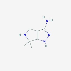 molecular formula C7H12N4 B13256047 6,6-Dimethyl-1H,4H,5H,6H-pyrrolo[3,4-c]pyrazol-3-amine 