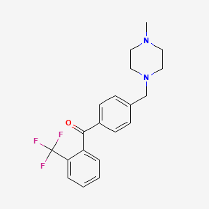 molecular formula C20H21F3N2O B1325616 4'-(4-Methylpiperazinomethyl)-2-trifluoromethylbenzophenone CAS No. 898783-91-0
