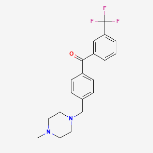 molecular formula C20H21F3N2O B1325617 4'-(4-Methylpiperazinomethyl)-3-trifluoromethylbenzophenone CAS No. 898783-93-2