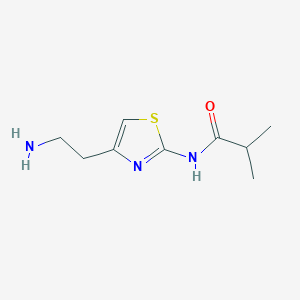 molecular formula C9H15N3OS B13256278 N-[4-(2-Aminoethyl)-1,3-thiazol-2-YL]-2-methylpropanamide 