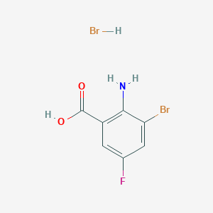 molecular formula C7H6Br2FNO2 B13256327 2-Amino-3-bromo-5-fluorobenzoic acid hydrobromide 