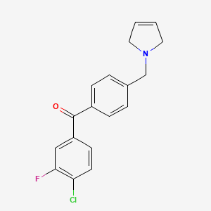 molecular formula C18H15ClFNO B1325633 (4-Chloro-3-fluorophenyl)(4-((2,5-dihydro-1H-pyrrol-1-yl)methyl)phenyl)methanone CAS No. 898764-31-3