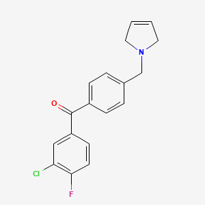 molecular formula C18H15ClFNO B1325634 (3-Chloro-4-fluorophenyl)(4-((2,5-dihydro-1H-pyrrol-1-yl)methyl)phenyl)methanone CAS No. 898764-34-6