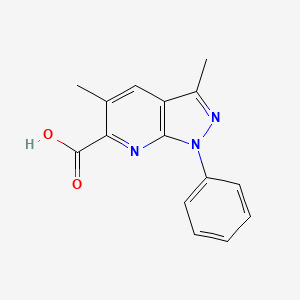 molecular formula C15H13N3O2 B13256375 3,5-Dimethyl-1-phenyl-1H-pyrazolo[3,4-b]pyridine-6-carboxylic acid 