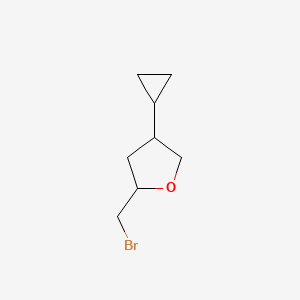 molecular formula C8H13BrO B13256380 2-(Bromomethyl)-4-cyclopropyloxolane 