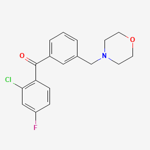 molecular formula C18H17ClFNO2 B1325642 2-Chloro-4-fluoro-3'-morpholinomethyl benzophenone CAS No. 898792-07-9