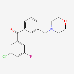 molecular formula C18H17ClFNO2 B1325643 3-Chloro-5-fluoro-3'-morpholinomethyl benzophenone CAS No. 898792-10-4