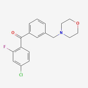 molecular formula C18H17ClFNO2 B1325644 4-Chloro-2-fluoro-3'-morpholinomethyl benzophenone CAS No. 898792-13-7