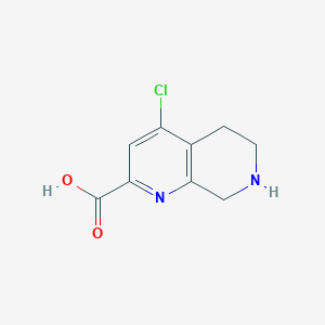 molecular formula C9H9ClN2O2 B13256464 4-Chloro-5,6,7,8-tetrahydro-1,7-naphthyridine-2-carboxylic acid 