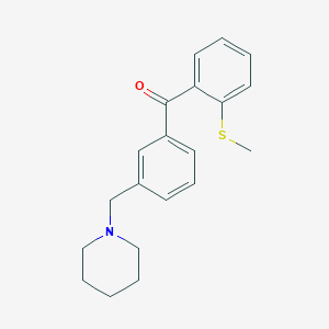 molecular formula C20H23NOS B1325655 3'-Piperidinomethyl-2-thiomethylbenzophenone CAS No. 898792-84-2