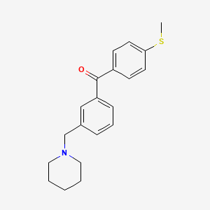 molecular formula C20H23NOS B1325656 3-Piperidinomethyl-4'-thiomethylbenzophenone CAS No. 898792-87-5